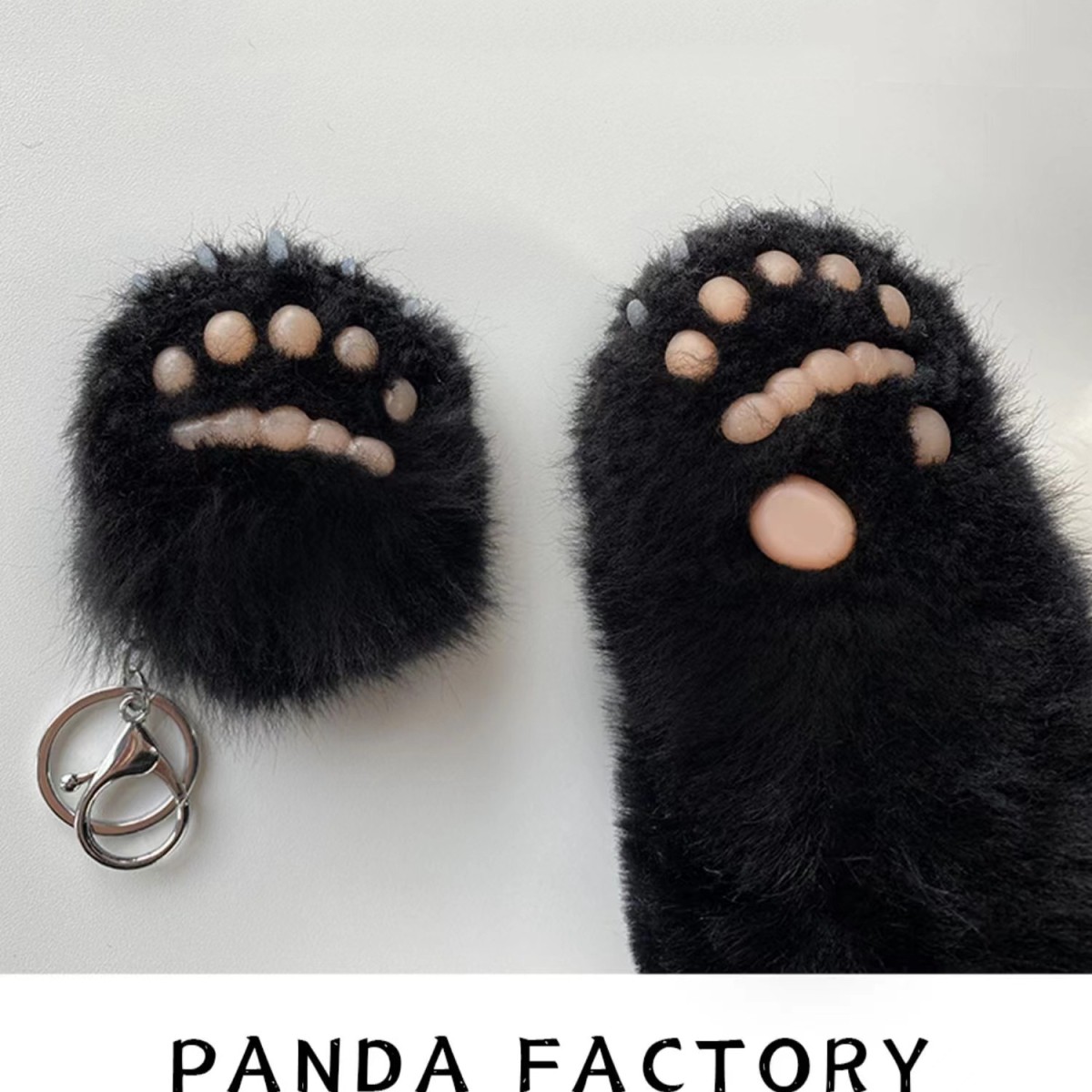 Realistic Panda Paw Keychain Real Fur Paw Keychains in 4 Colors
