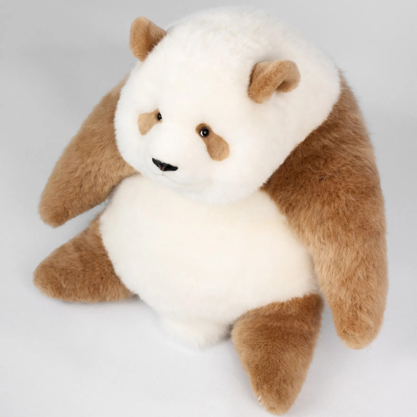 Qizai Panda Plush – Realistic Brown & White Panda Stuffed Animal